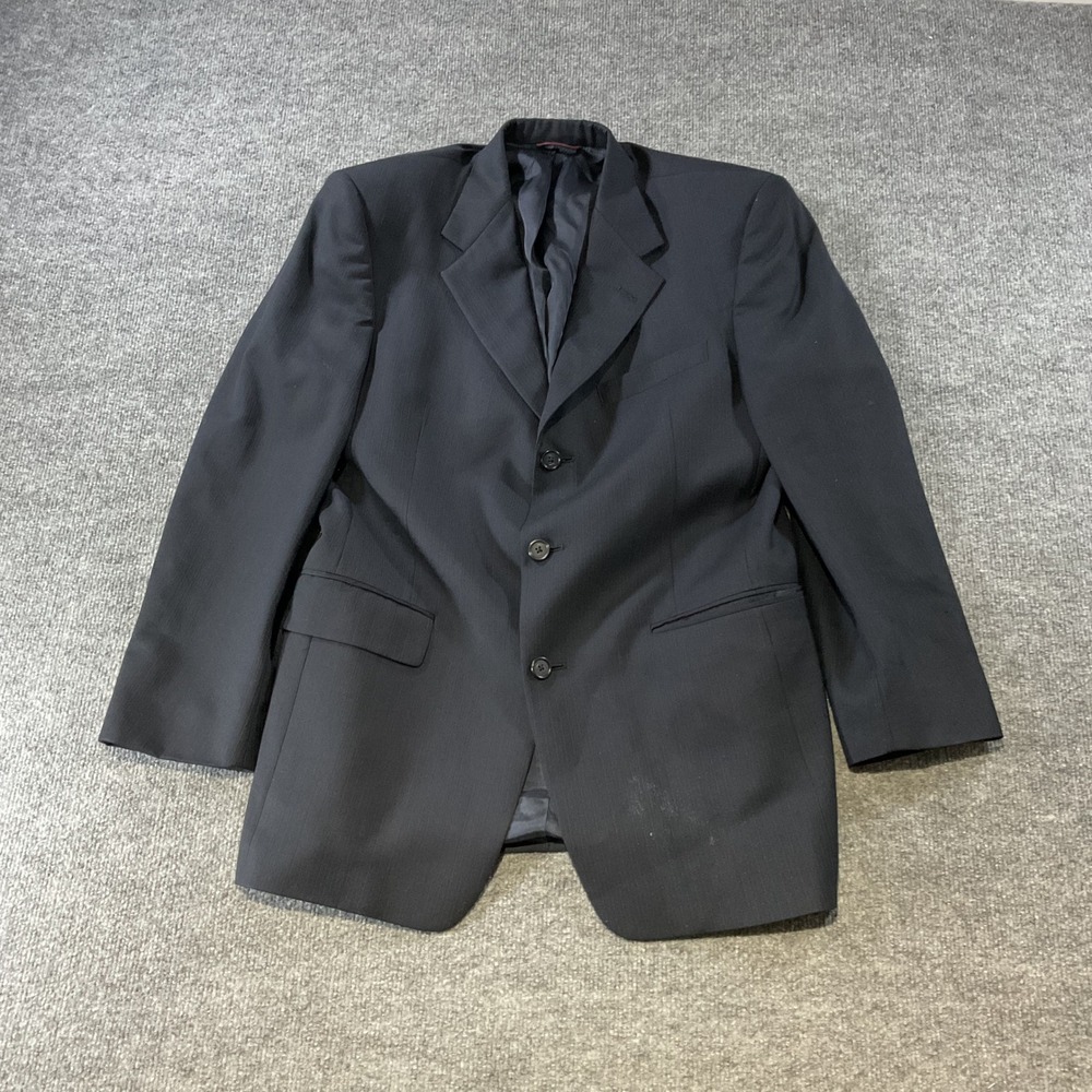 Hart Schaffner Marx Mens Blazer Suit Jacket Navy Blue Pinstripe 3 Button